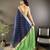 Women's navy blue cotton silk banarasi saree with unstitched blouse