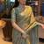 Women's rose gold satin silk partywear saree with unstitched blouse