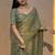 Women's rose gold satin silk partywear saree with unstitched blouse