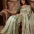 Women's pista satin silk partywear saree with unstitched blouse