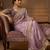 Women's purple satin silk partywear saree with unstitched blouse