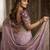 Women's purple satin silk partywear saree with unstitched blouse