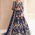 Navy net semi stitched anarkali suit with embroidery & stone work