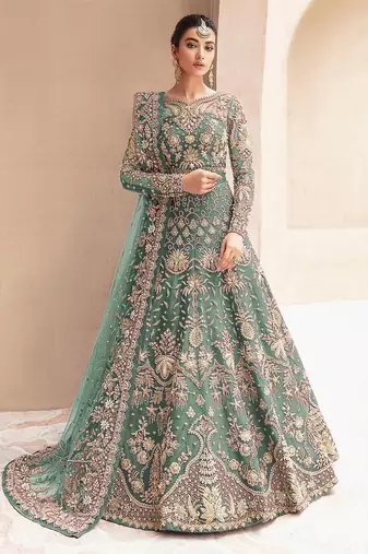 Sky net semi stitched anarkali suit with embroidery & stone work