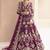 Wine net semi stitched anarkali suit with embroidery & stone work