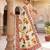Women's cream chinnon partywear saree with unstitched blouse