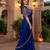 Women's blue silk partywear saree with unstitched blouse