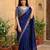 Women's blue silk partywear saree with unstitched blouse