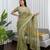 Women's pista silk partywear saree with unstitched blouse