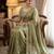 Women's pista silk partywear saree with unstitched blouse