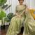 Women's pista silk partywear saree with unstitched blouse