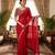 Women's red silk partywear saree with unstitched blouse