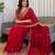 Women's red silk partywear saree with unstitched blouse