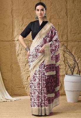 Geometric print cotton silk regular saree 1