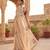 Women's cream satin silk partywear saree with unstitched blouse