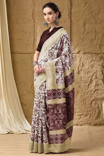 Geometric print cotton silk regular saree