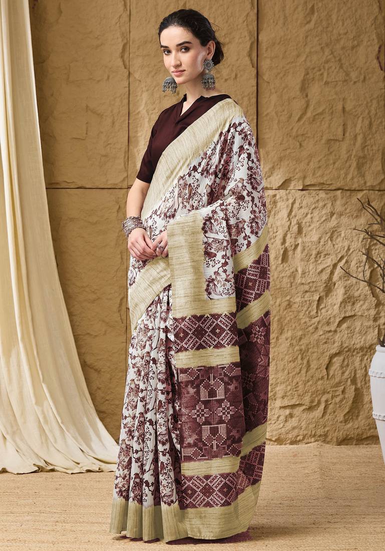 Geometric print cotton silk regular saree