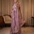 Women's lavender satin silk partywear saree with unstitched blouse