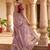 Women's lavender satin silk partywear saree with unstitched blouse