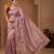 Women's lavender satin silk partywear saree with unstitched blouse