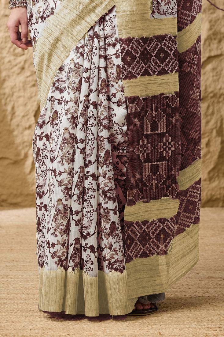 Geometric print cotton silk regular saree