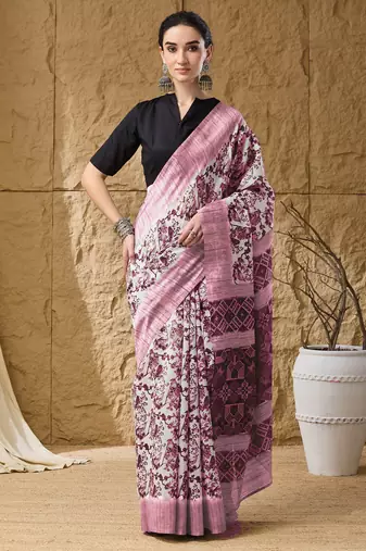 Geometric print cotton silk regular saree
