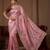 Women's pink satin silk partywear saree with unstitched blouse
