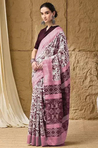 Geometric print cotton silk regular saree