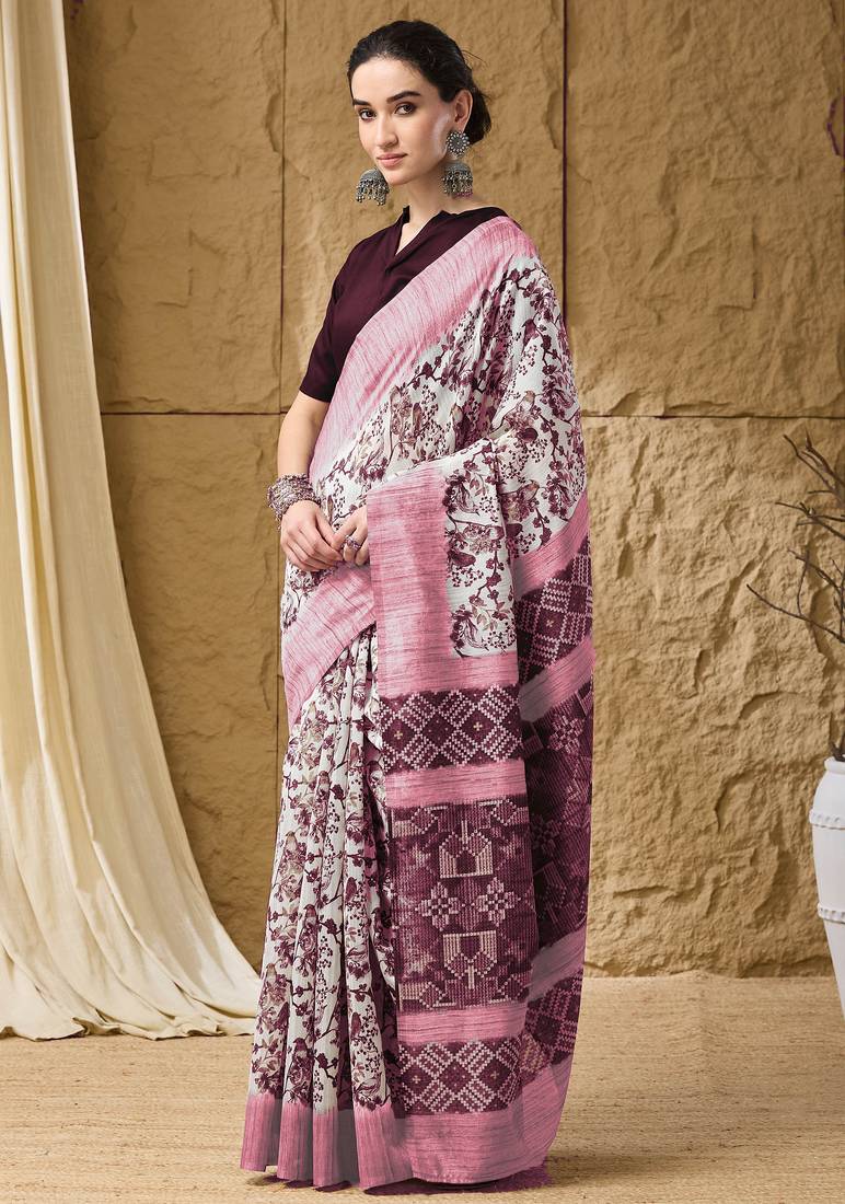 Geometric print cotton silk regular saree