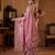 Women's pink satin silk partywear saree with unstitched blouse