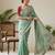 Women's pista satin silk partywear saree with unstitched blouse