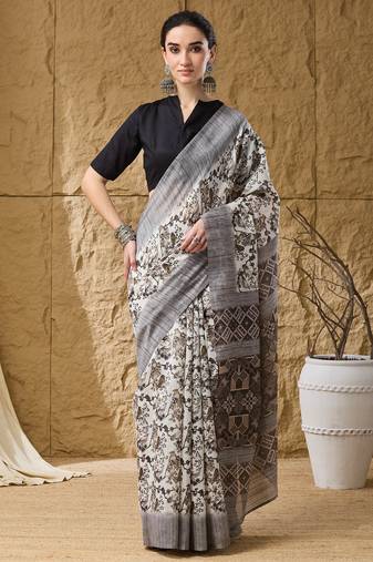 Geometric print cotton silk regular saree