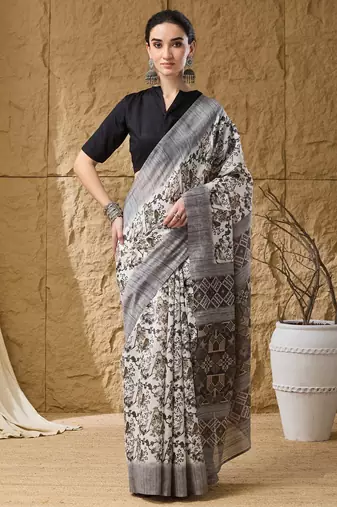 Geometric print cotton silk regular saree