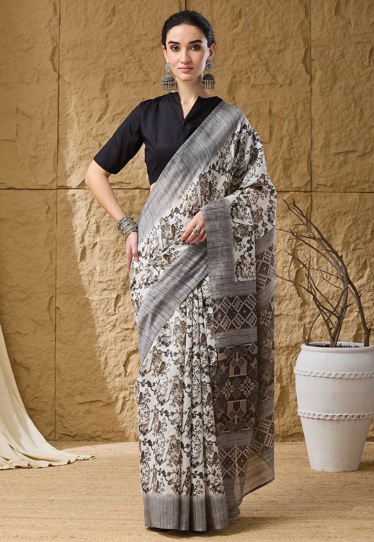 Geometric print cotton silk regular saree