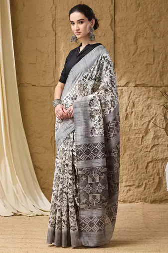 Geometric print cotton silk regular saree