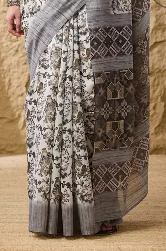 Geometric print cotton silk regular saree
