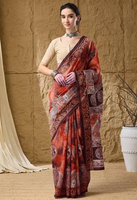 Kalamkari print cotton silk regular saree 1