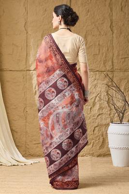 Kalamkari print cotton silk regular saree 2
