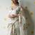 Women's white silk partywear saree with unstitched blouse