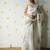 Women's white silk partywear saree with unstitched blouse