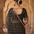 Women's black net partywear saree with unstitched blouse