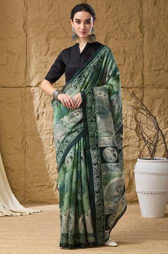 Kalamkari print cotton silk regular saree