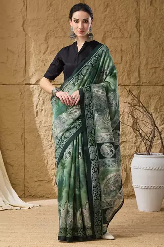Kalamkari print cotton silk regular saree