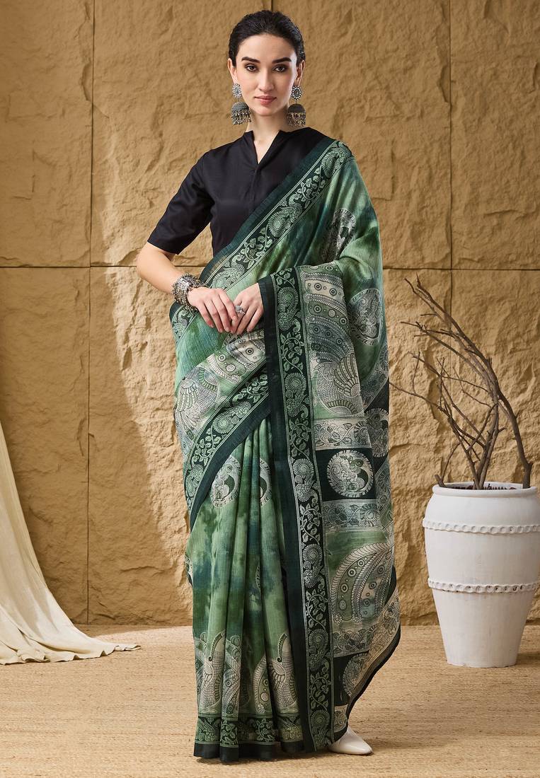 Kalamkari print cotton silk regular saree