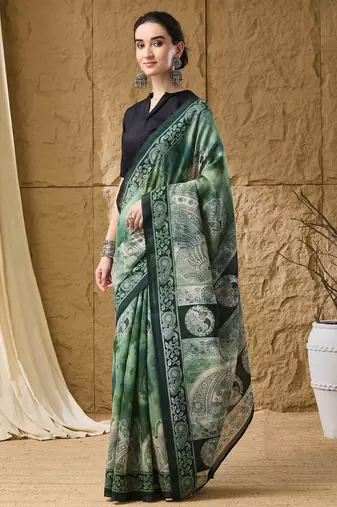 Kalamkari print cotton silk regular saree