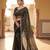 Women's black net partywear saree with unstitched blouse