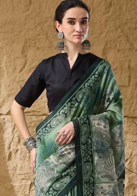 Kalamkari print cotton silk regular saree 5
