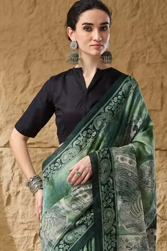 Kalamkari print cotton silk regular saree