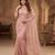 Women's pink net partywear saree with unstitched blouse