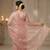 Women's pink net partywear saree with unstitched blouse